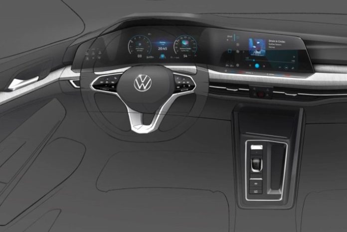 Croquis Volkswagen de l'intérieur de la Golf 8
